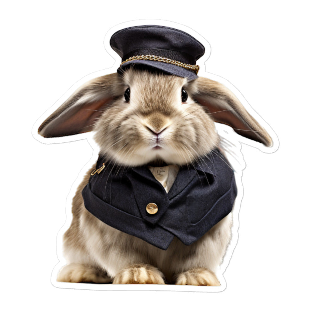 Mini Lop Transit Operator Bunny Sticker - Stickerfy.ai