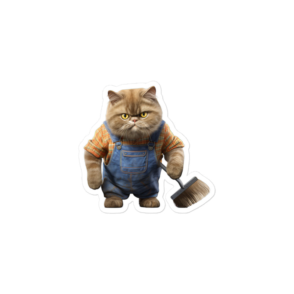 Exotic Shorthair Janitor Sticker - Stickerfy.ai