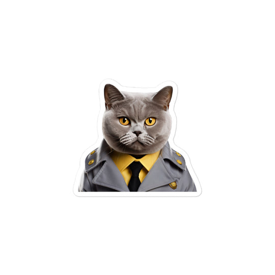 British Shorthair Security Officer Sticker - Stickerfy.ai