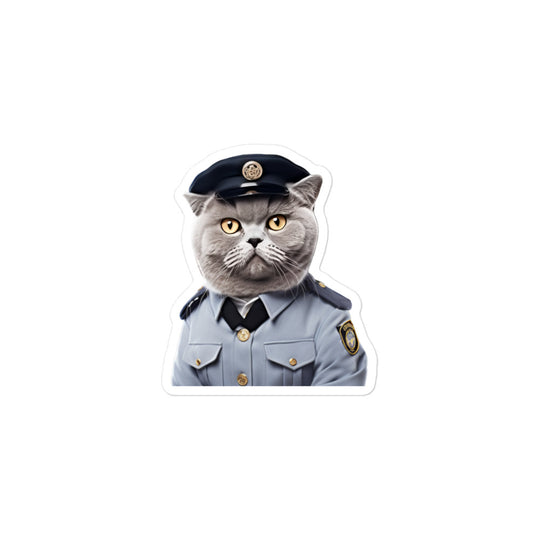 British Shorthair Security Officer Sticker - Stickerfy.ai