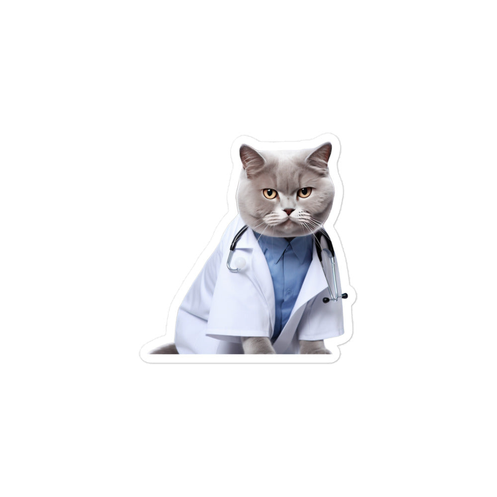 British Shorthair Doctor Sticker - Stickerfy.ai