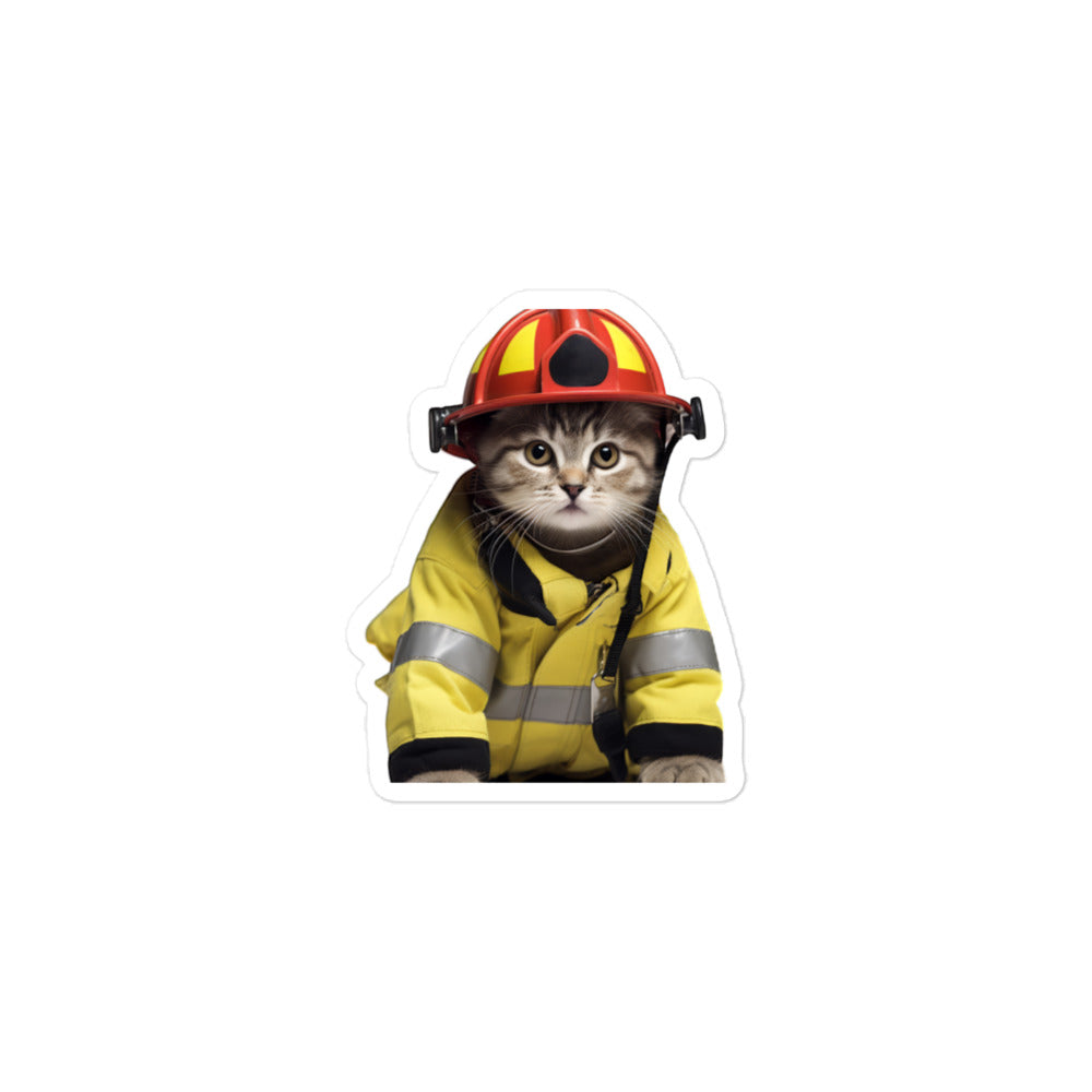 American Shorthair Firefighter Sticker - Stickerfy.ai