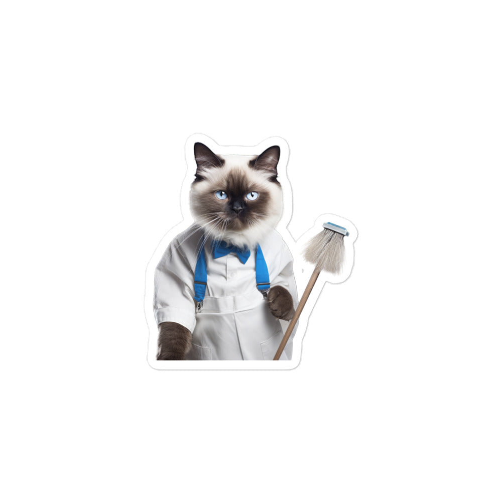 Birman Janitor Sticker - Stickerfy.ai