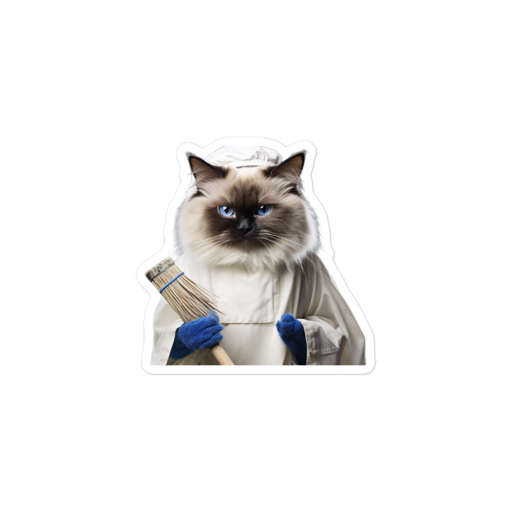 Birman Janitor Sticker - Stickerfy.ai