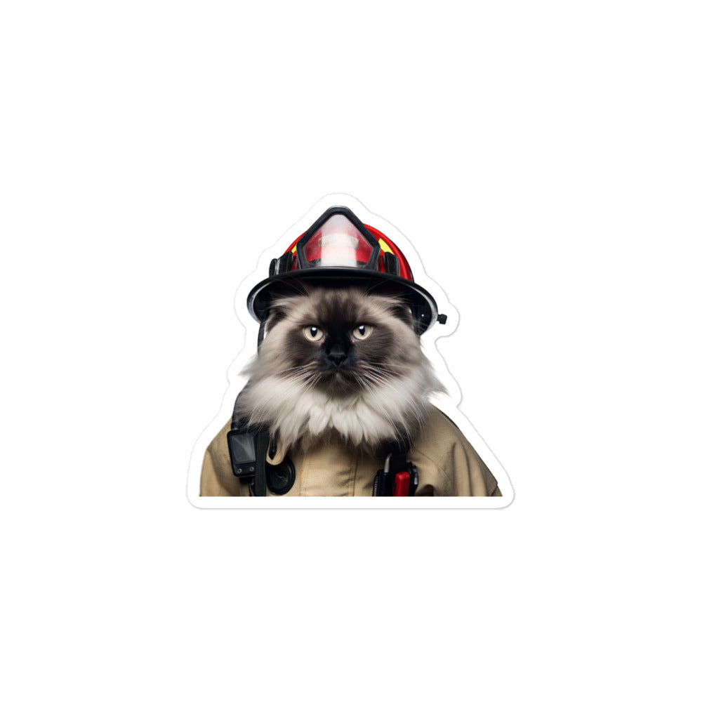 Birman Firefighter Sticker - Stickerfy.ai