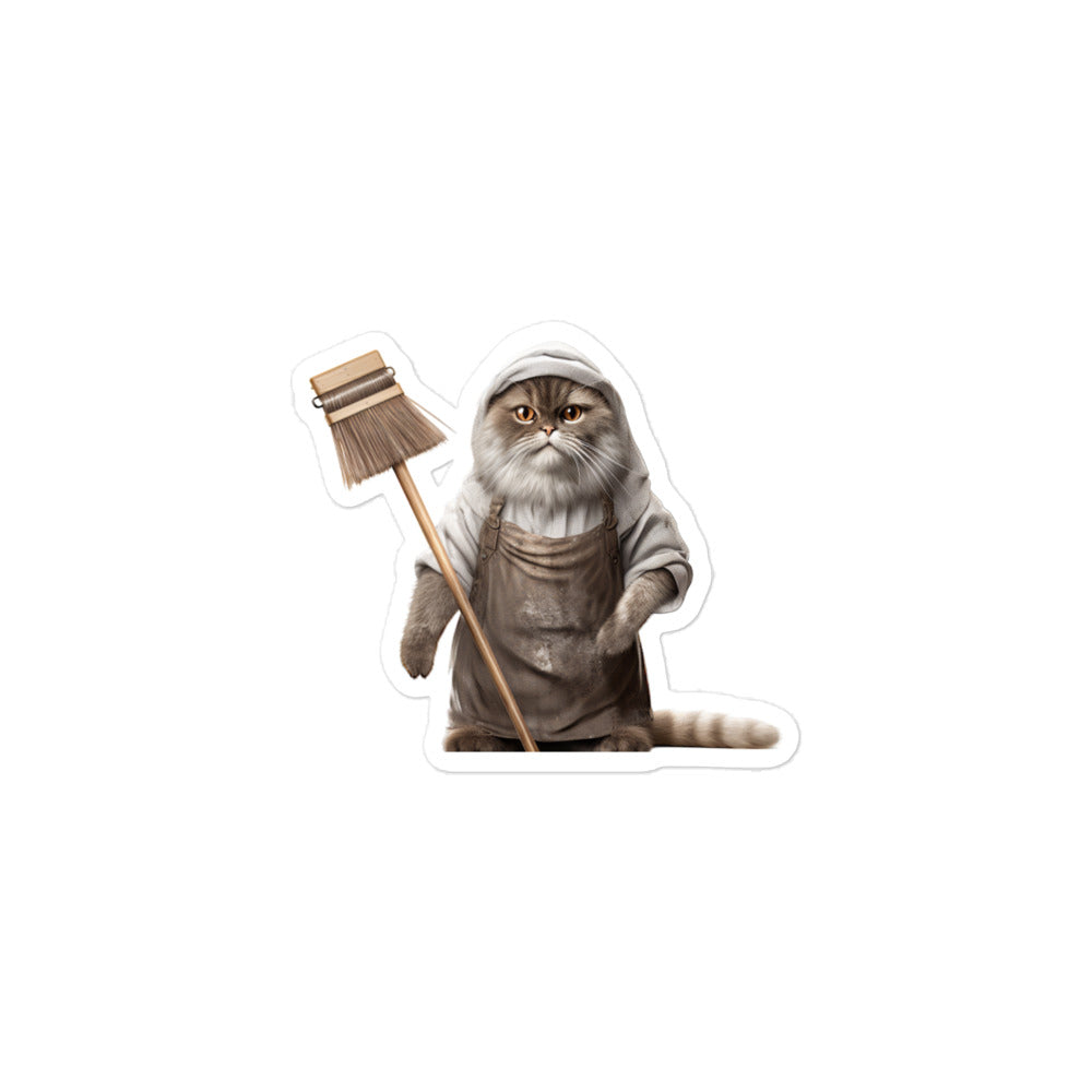 Scottish Fold Janitor Sticker - Stickerfy.ai