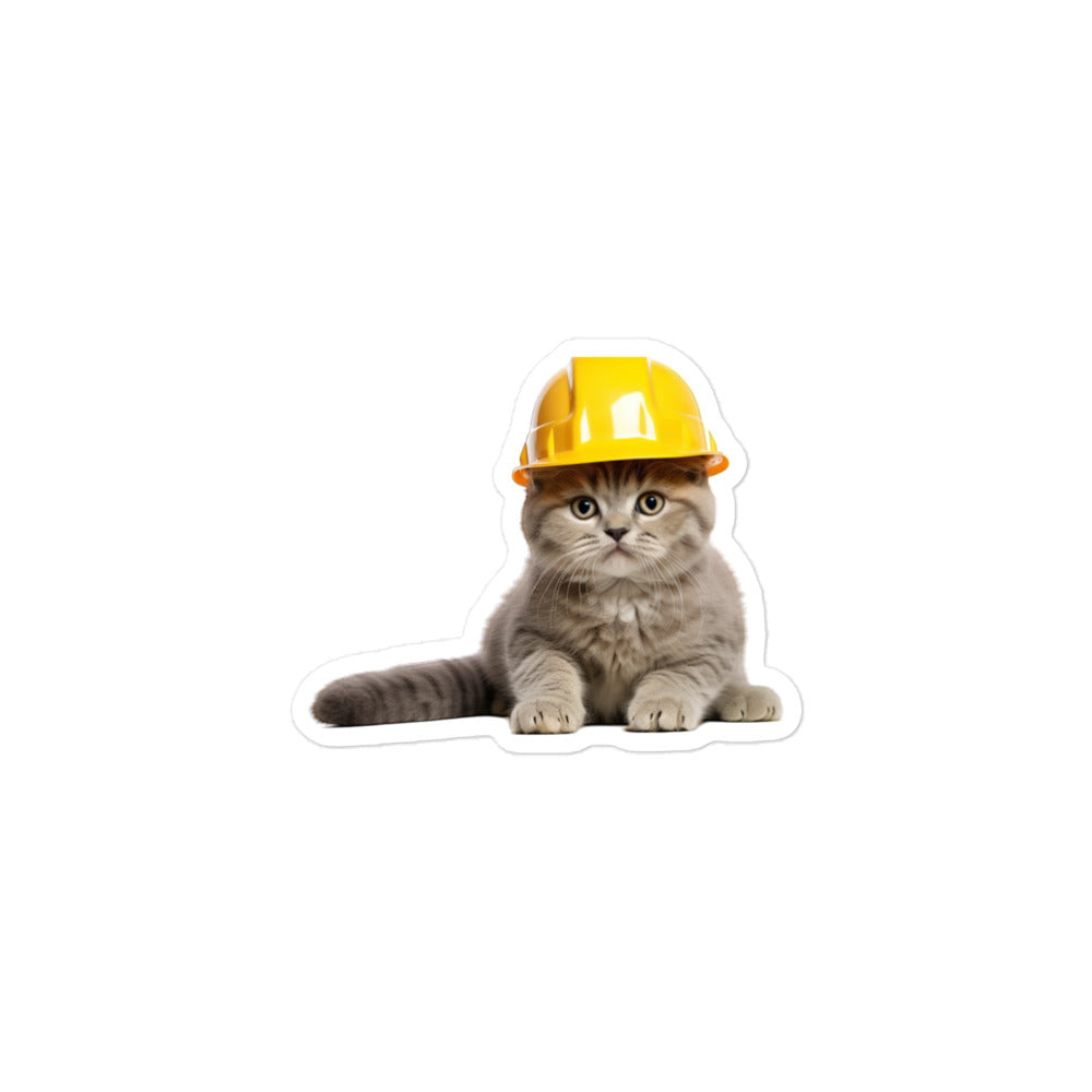 Scottish Fold Contractor Sticker - Stickerfy.ai