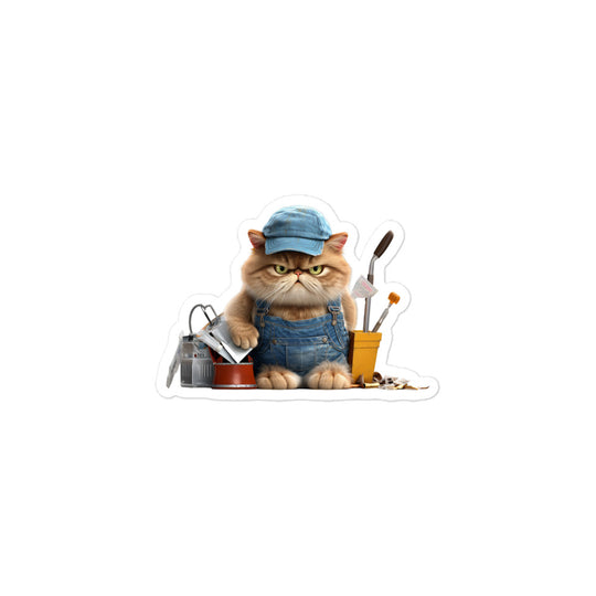 Exotic Shorthair Janitor Sticker - Stickerfy.ai