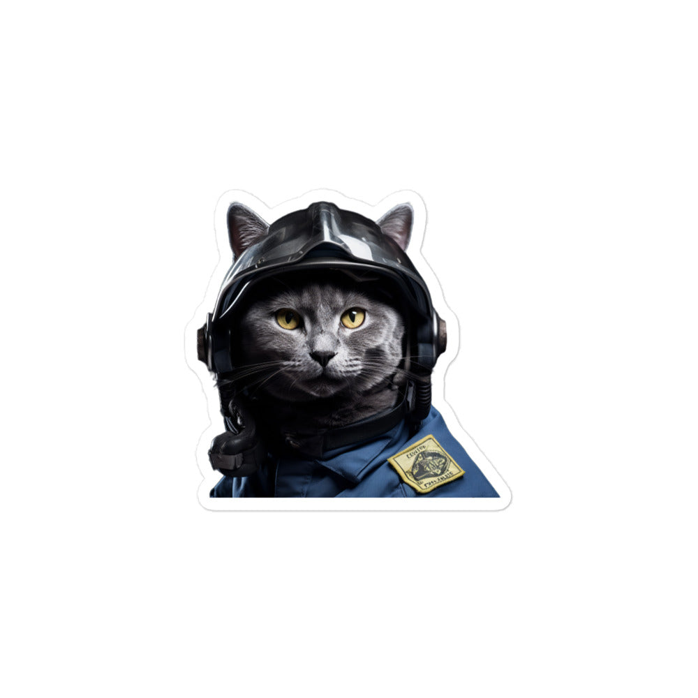 Russian Blue Firefighter Sticker - Stickerfy.ai