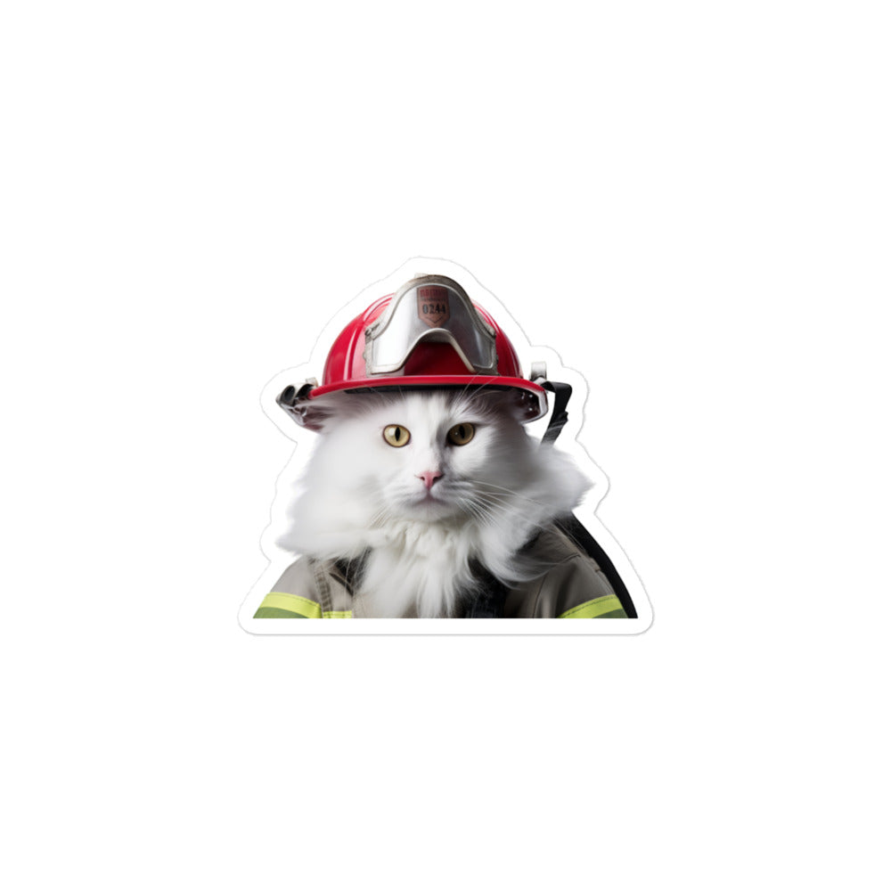 Turkish Van Firefighter Sticker - Stickerfy.ai