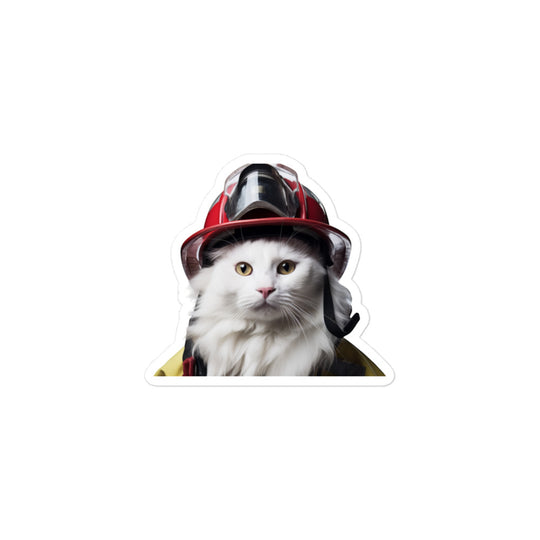 Turkish Van Firefighter Sticker - Stickerfy.ai