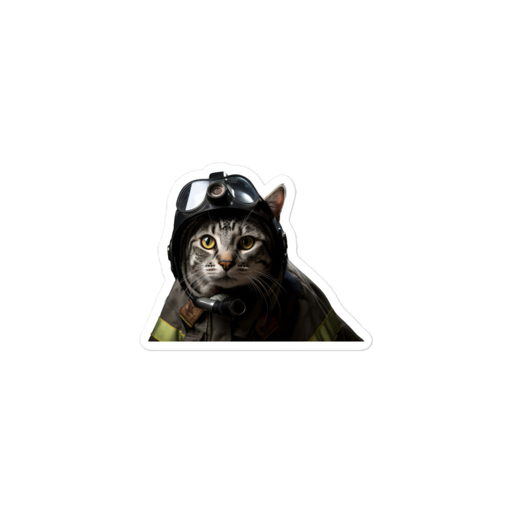 Egyptian Mau Firefighter Sticker - Stickerfy.ai