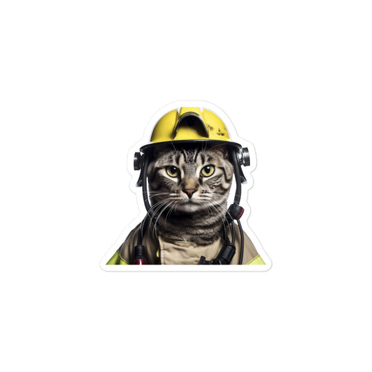 Egyptian Mau Firefighter Sticker - Stickerfy.ai