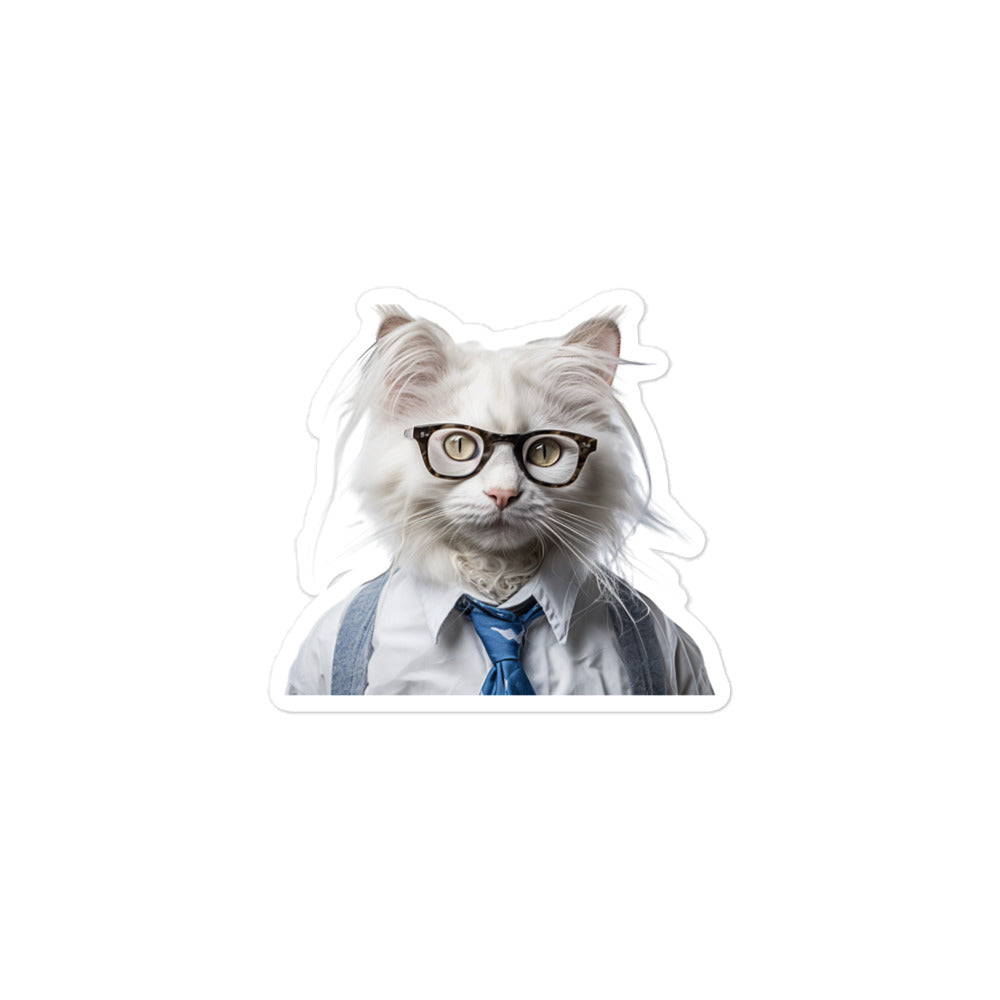 Turkish Angora Student Sticker - Stickerfy.ai