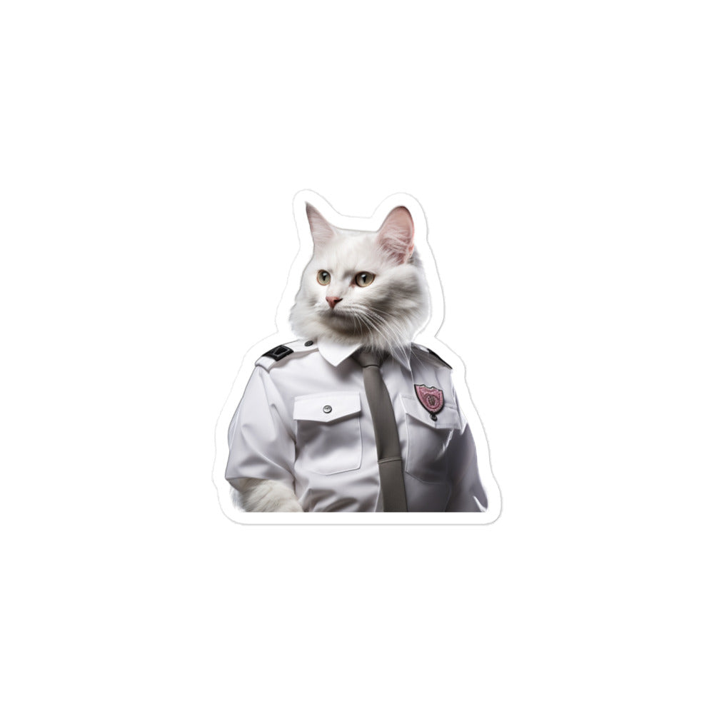 Turkish Angora Security Officer Sticker - Stickerfy.ai