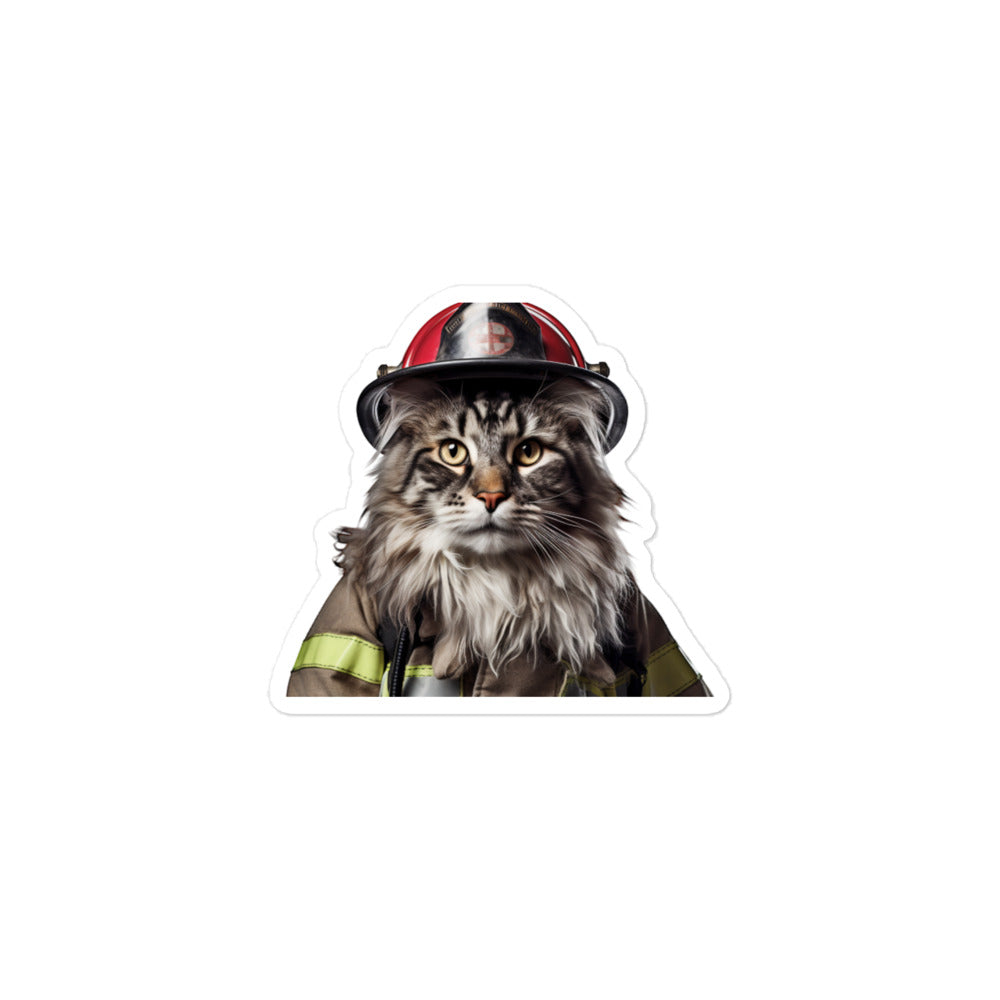 Norwegian Forest Firefighter Sticker - Stickerfy.ai