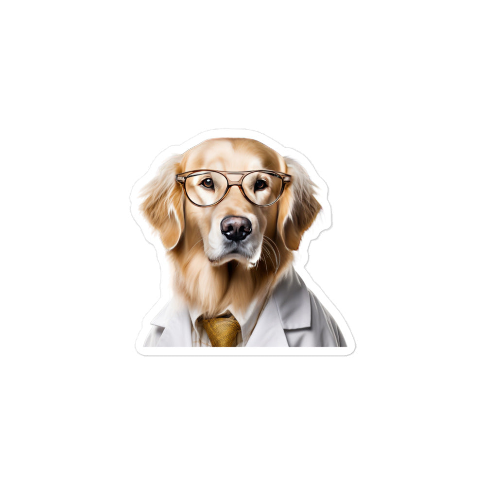 Golden Retriever Pharmacist Sticker - Stickerfy.ai