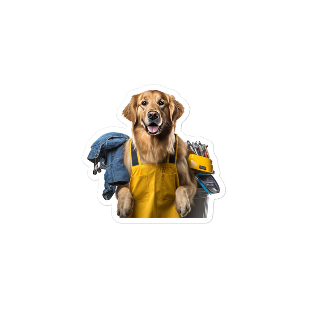 Golden Retriever Janitor Sticker - Stickerfy.ai