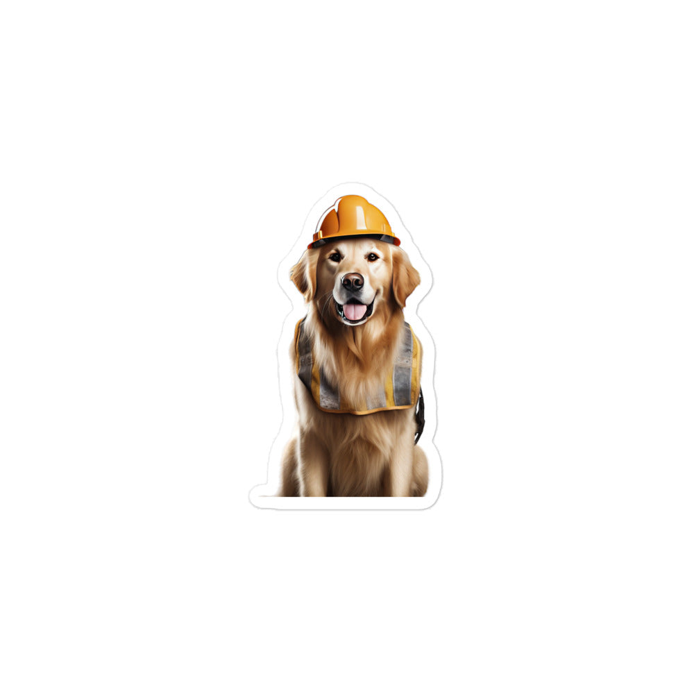 Golden Retriever Contractor Sticker - Stickerfy.ai