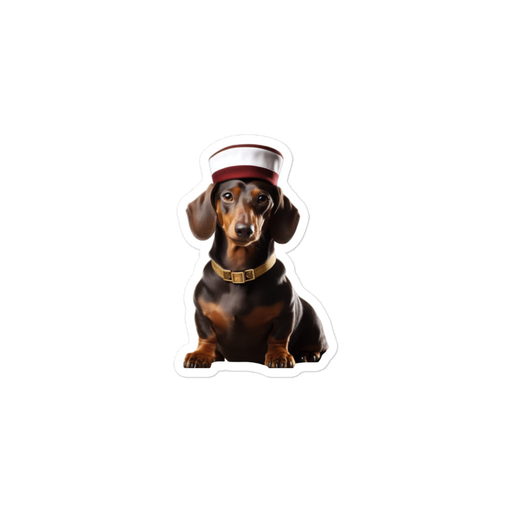 Dachshund Hotel Staff Sticker - Stickerfy.ai