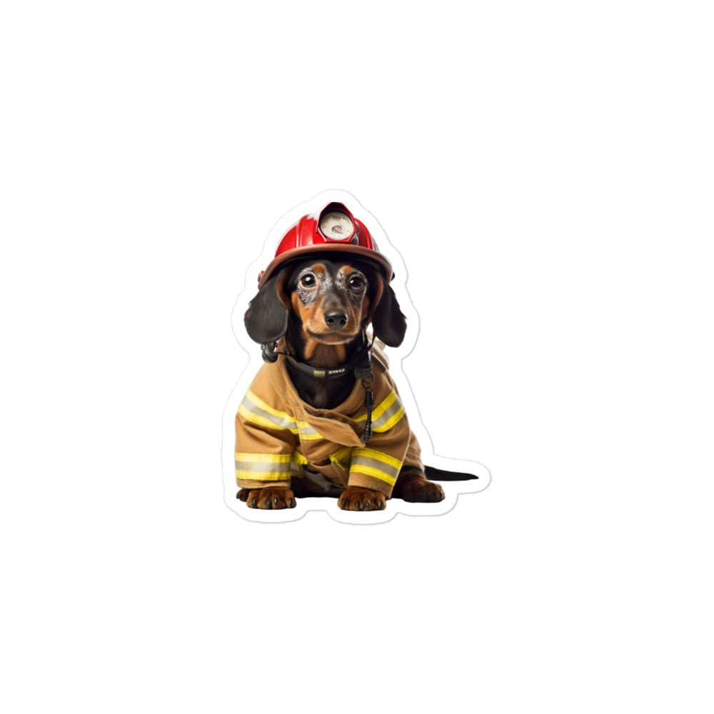 Dachshund Firefighter Sticker - Stickerfy.ai