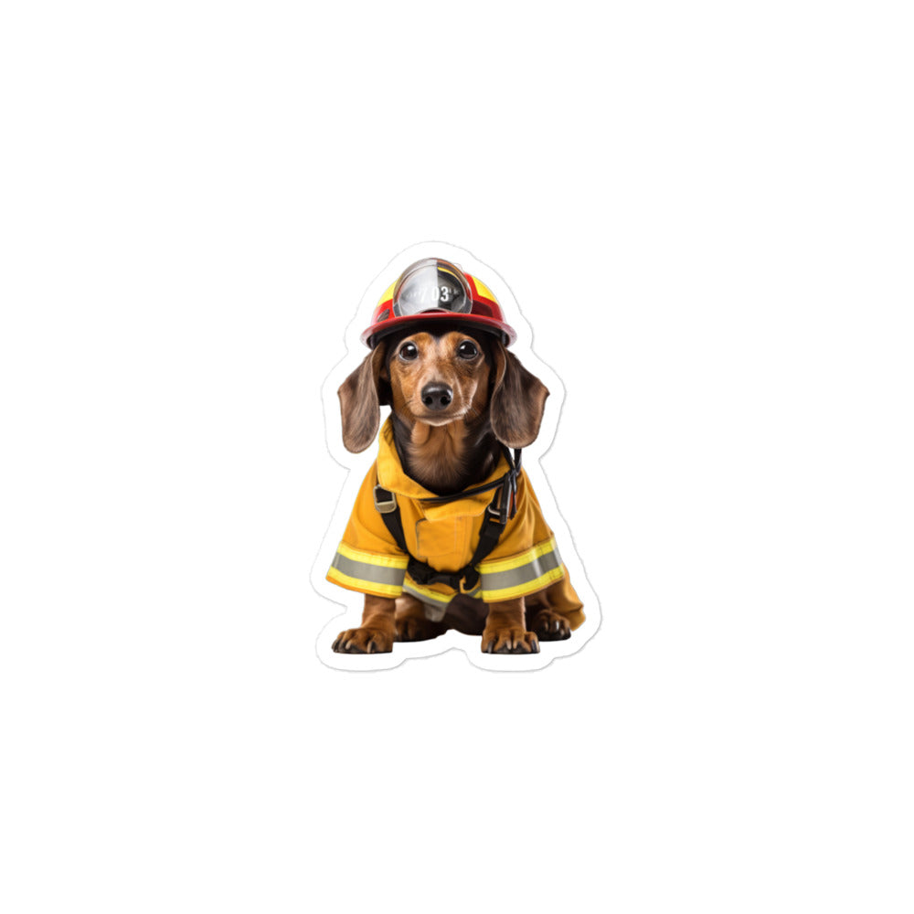 Dachshund Firefighter Sticker - Stickerfy.ai