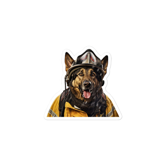German Shepherd Firefighter Sticker - Stickerfy.ai