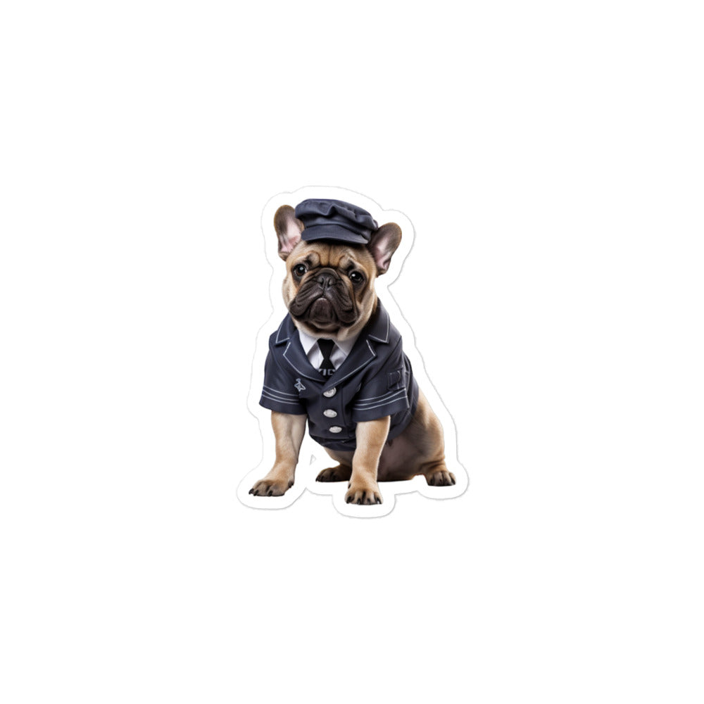 French Bulldog Security Officer Sticker - Stickerfy.ai