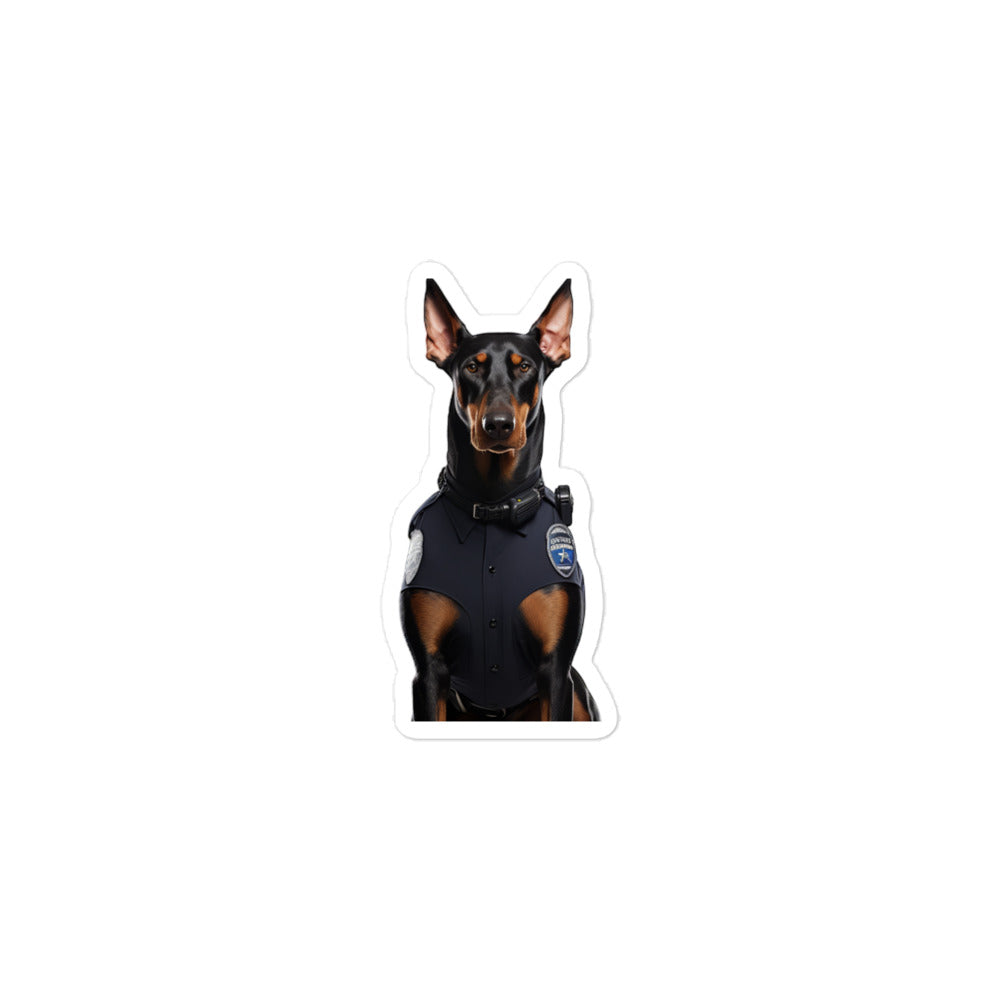 Doberman Security Officer Sticker - Stickerfy.ai