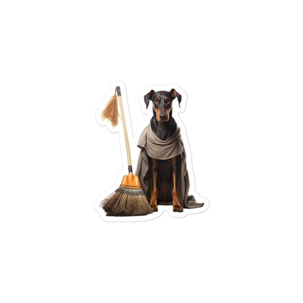 Doberman Janitor Sticker - Stickerfy.ai