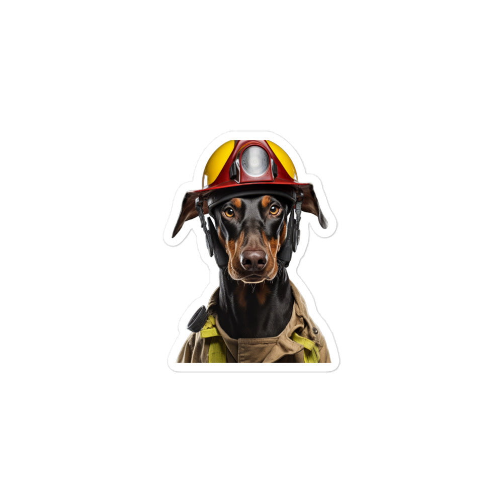 Doberman Firefighter Sticker - Stickerfy.ai