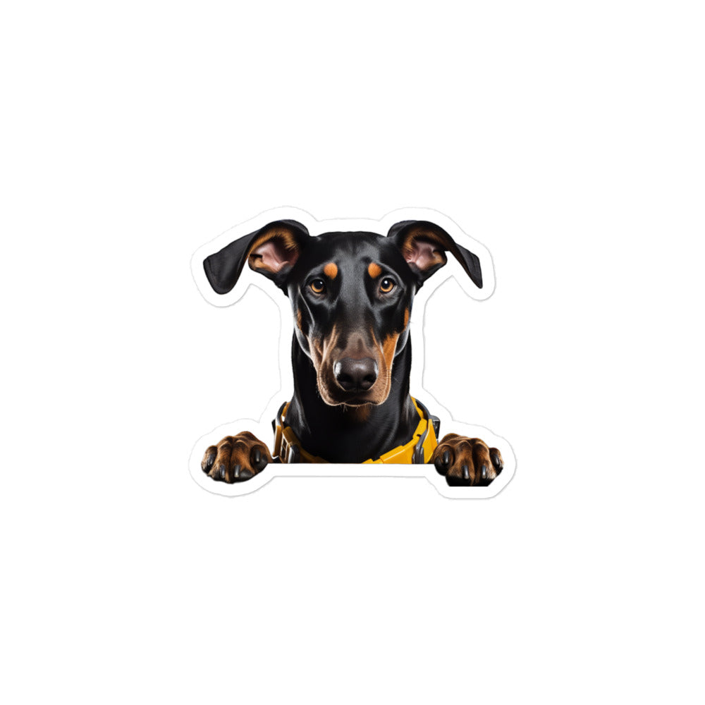 Doberman Contractor Sticker - Stickerfy.ai