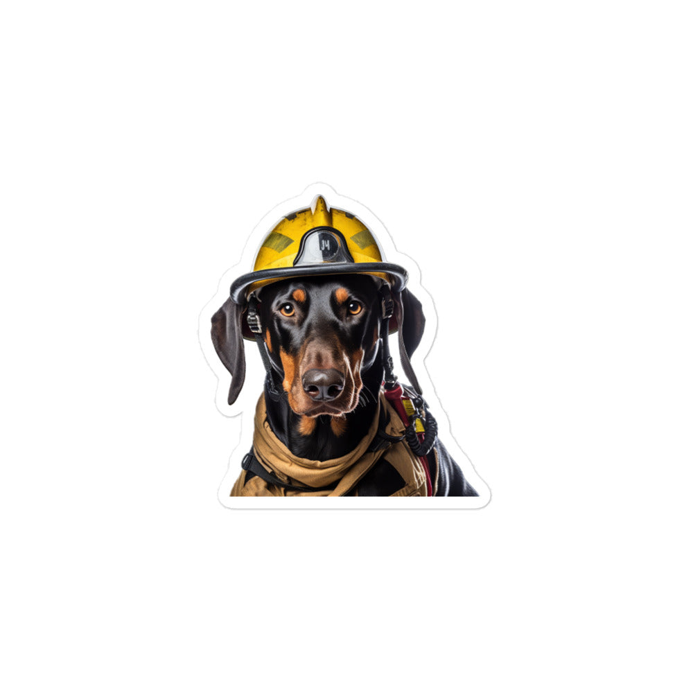 Doberman Firefighter Sticker - Stickerfy.ai