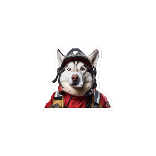 Siberian Husky Firefighter Sticker - Stickerfy.ai