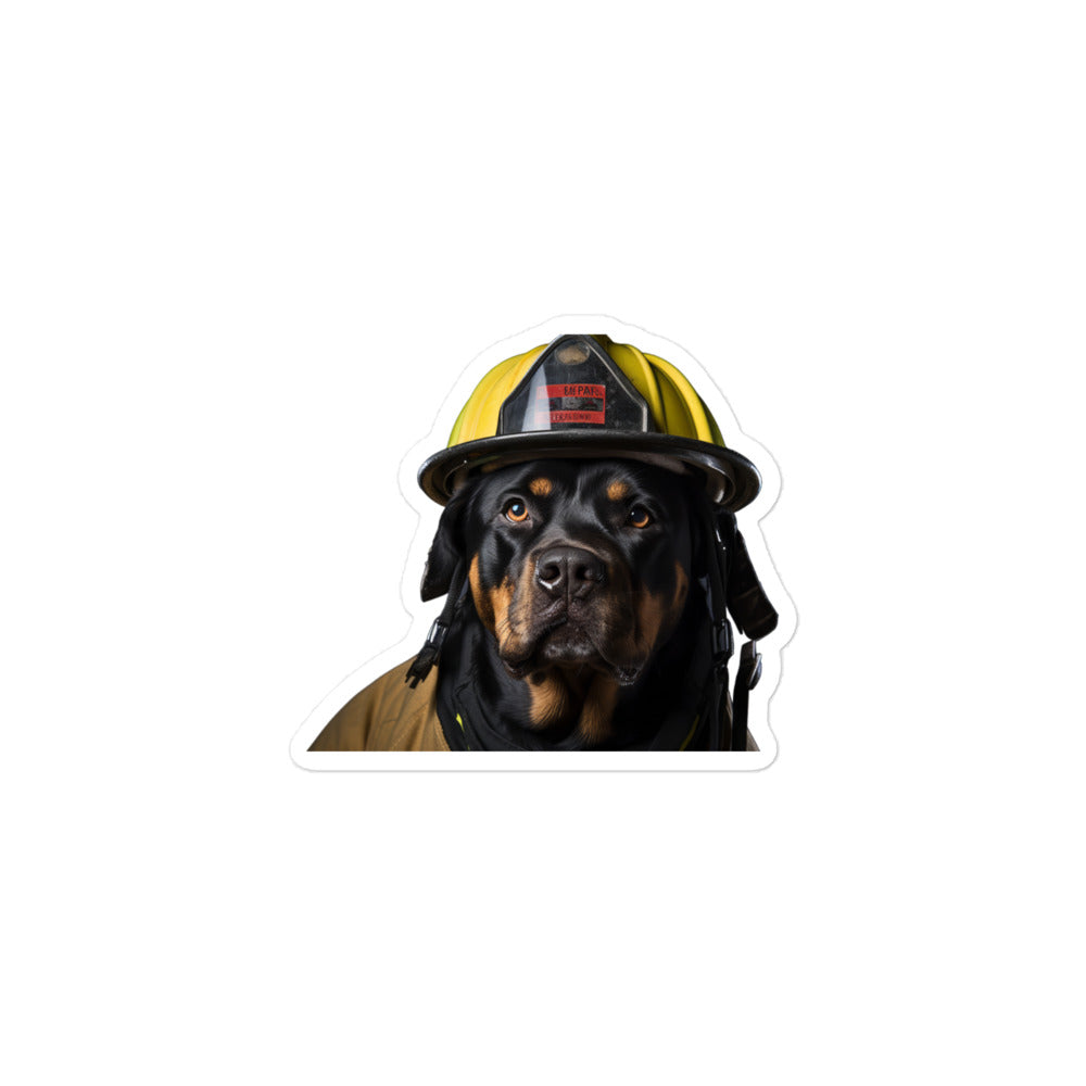 Rottweiler Firefighter Sticker - Stickerfy.ai