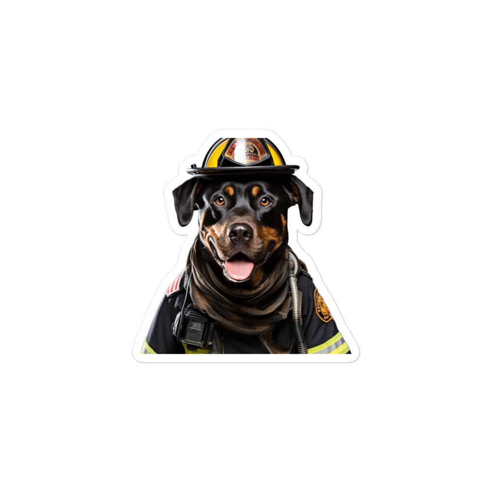 Rottweiler Firefighter Sticker - Stickerfy.ai