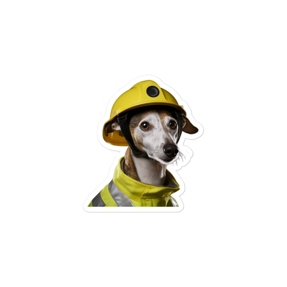 Whippet Firefighter Sticker - Stickerfy.ai