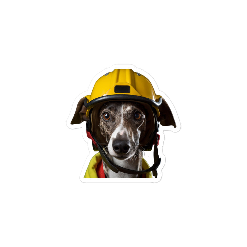 Whippet Firefighter Sticker - Stickerfy.ai