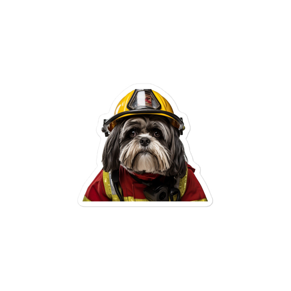 Shih Tzu Firefighter Sticker - Stickerfy.ai