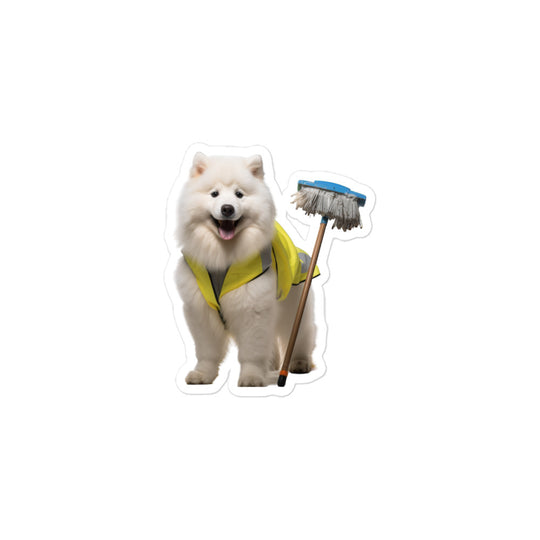 Samoyed Janitor Sticker - Stickerfy.ai