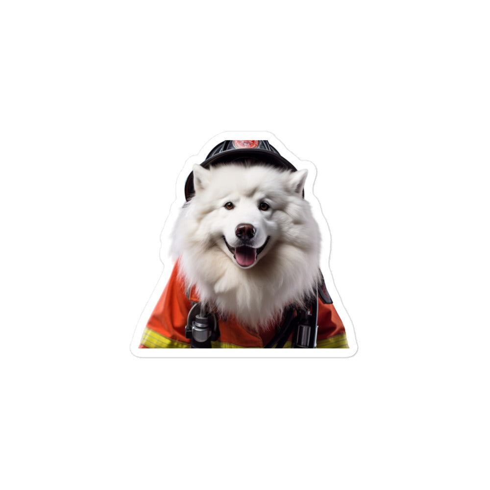 Samoyed Firefighter Sticker - Stickerfy.ai