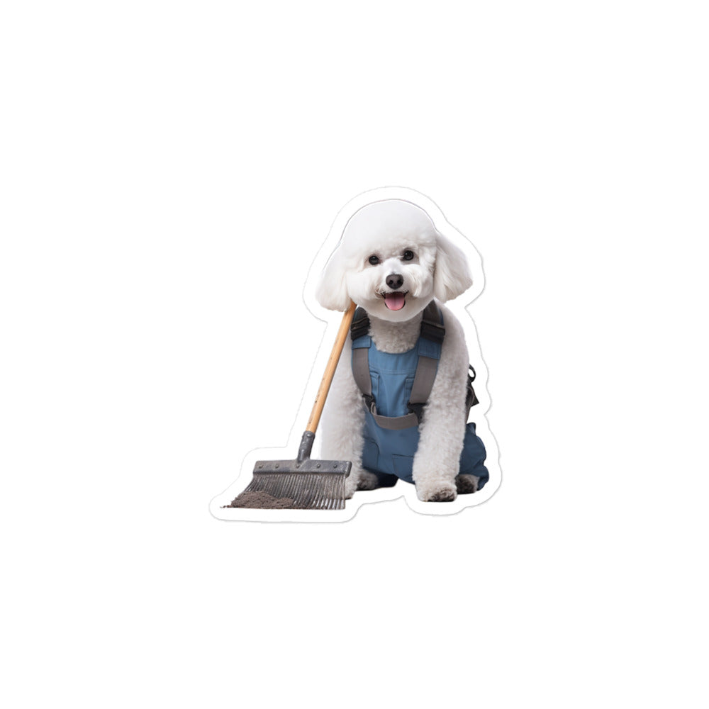 Bichon Frise Janitor Sticker - Stickerfy.ai