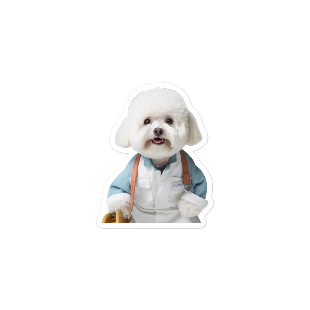 Bichon Frise Janitor Sticker - Stickerfy.ai