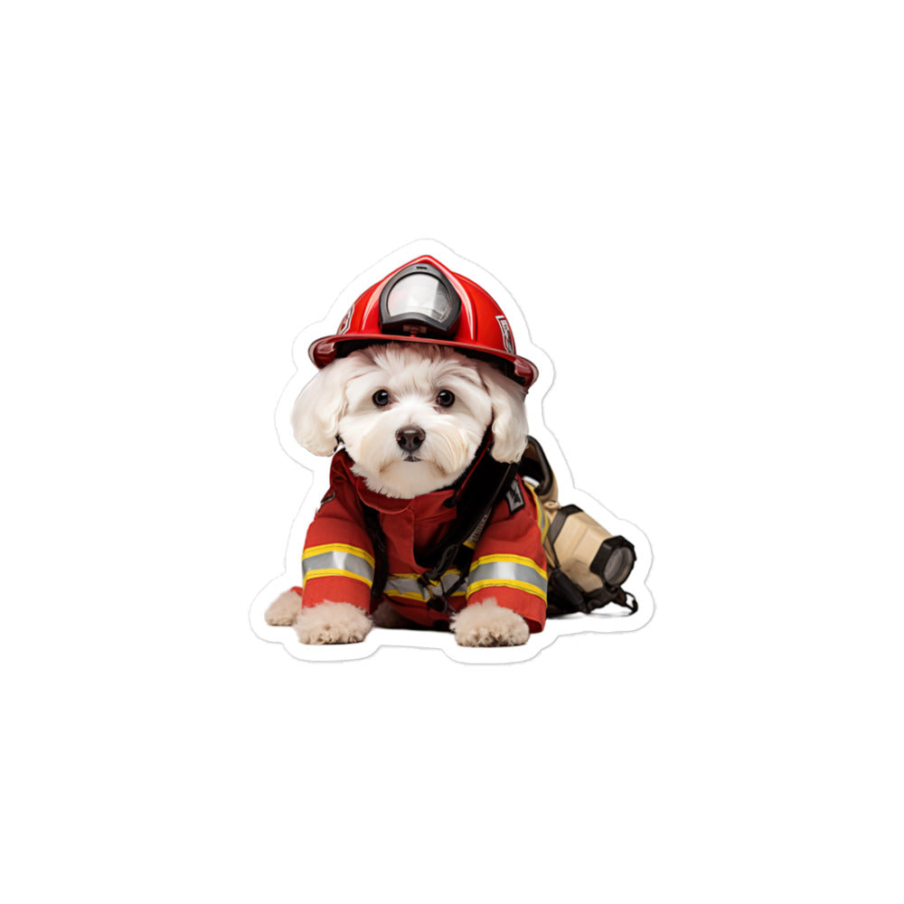 Bichon Frise Firefighter Sticker - Stickerfy.ai