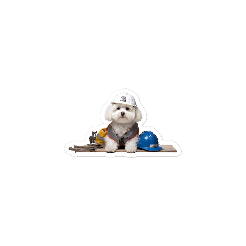 Bichon Frise Contractor Sticker - Stickerfy.ai