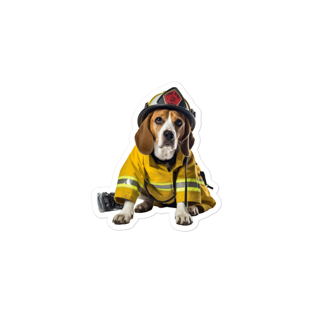 Beagle Firefighter Sticker - Stickerfy.ai