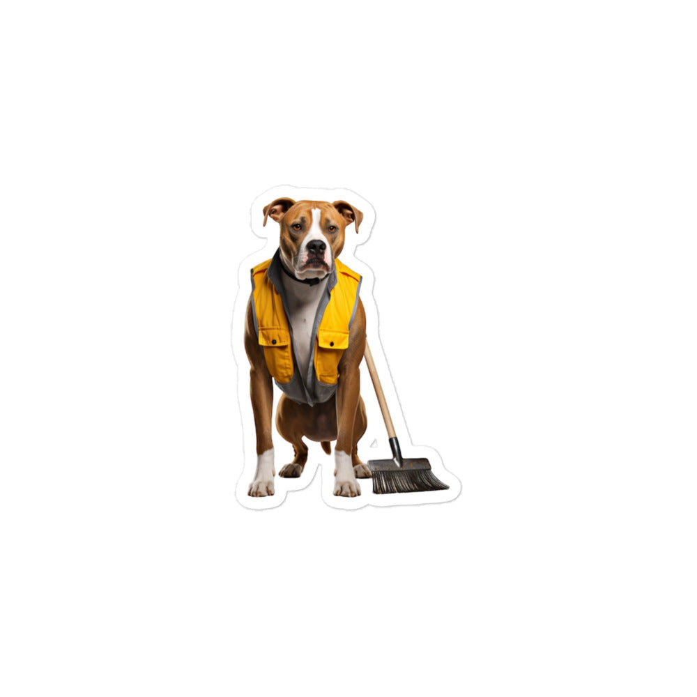 American Staffordshire Terrier Janitor Sticker - Stickerfy.ai