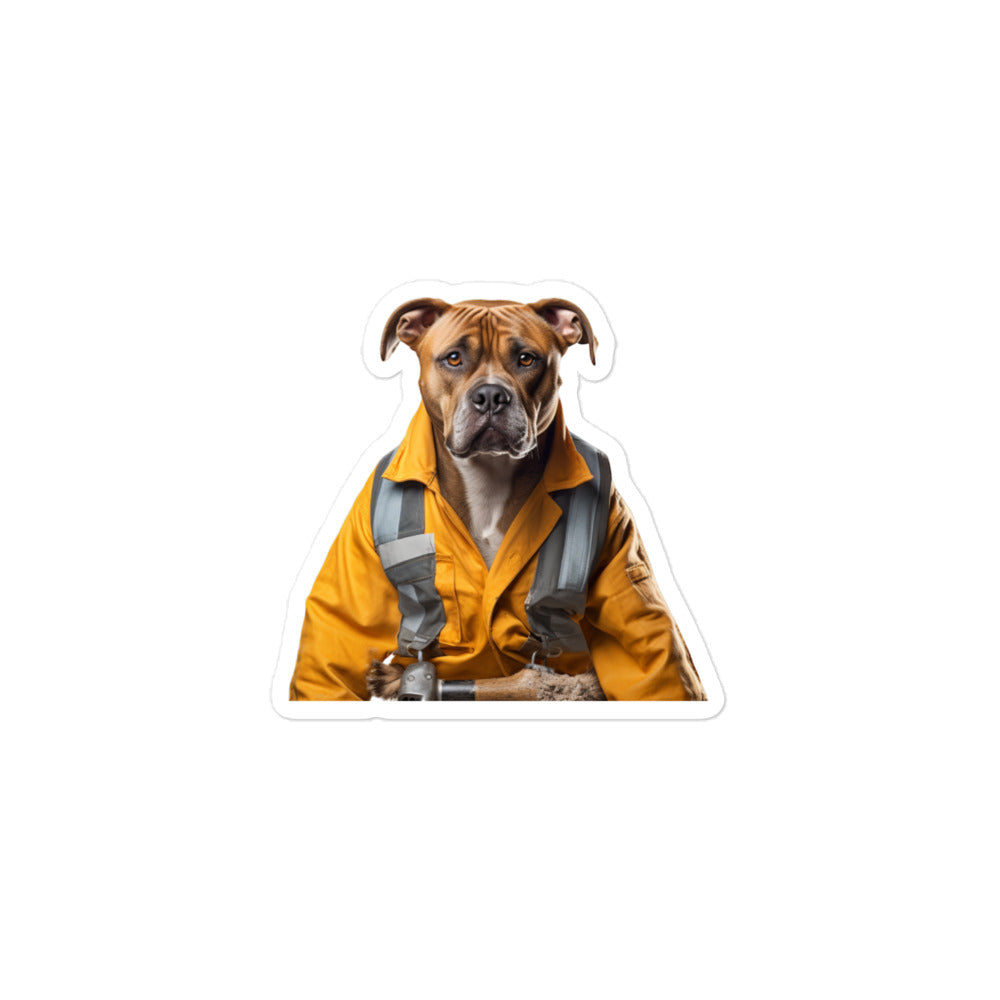 American Staffordshire Terrier Janitor Sticker - Stickerfy.ai