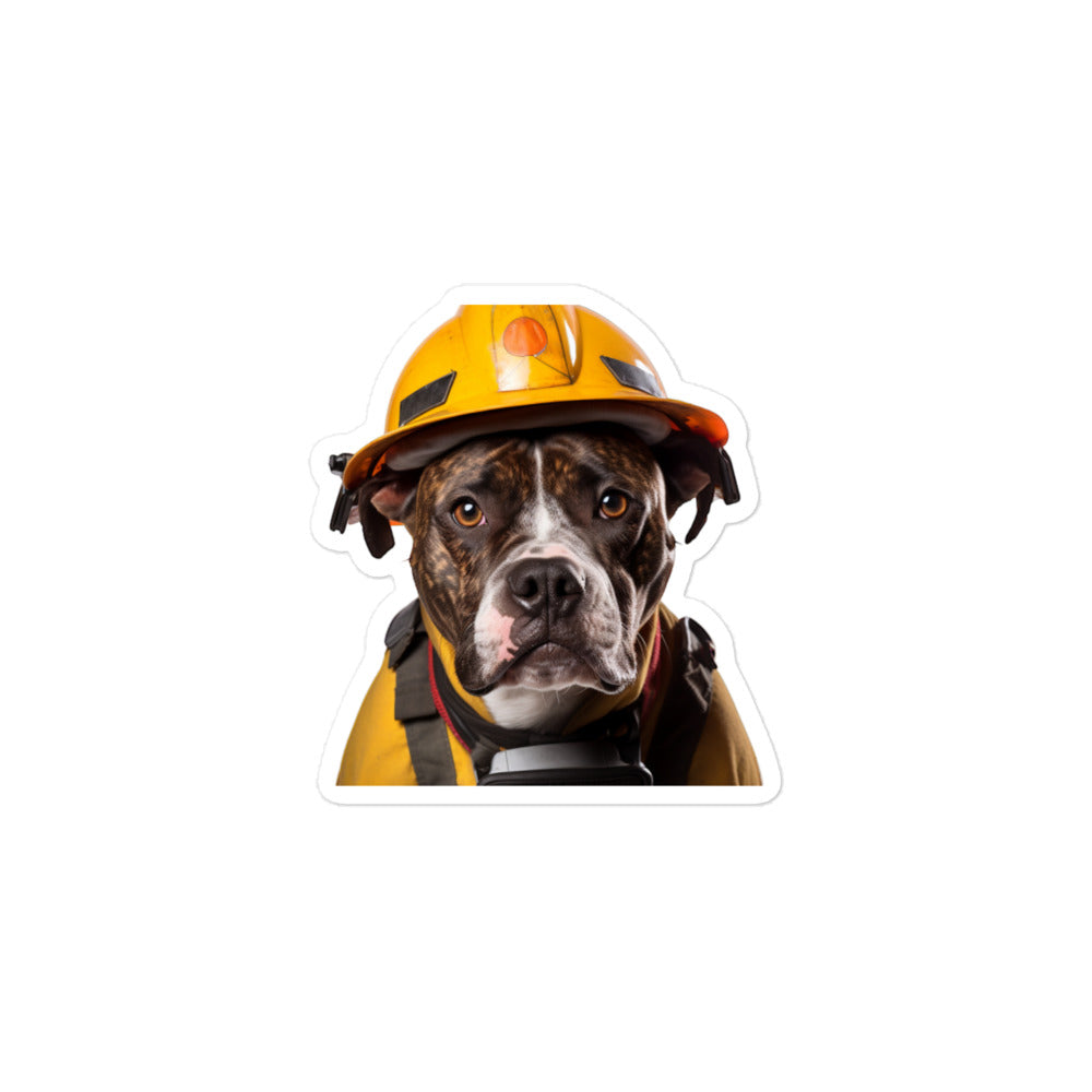 American Staffordshire Terrier Firefighter Sticker - Stickerfy.ai