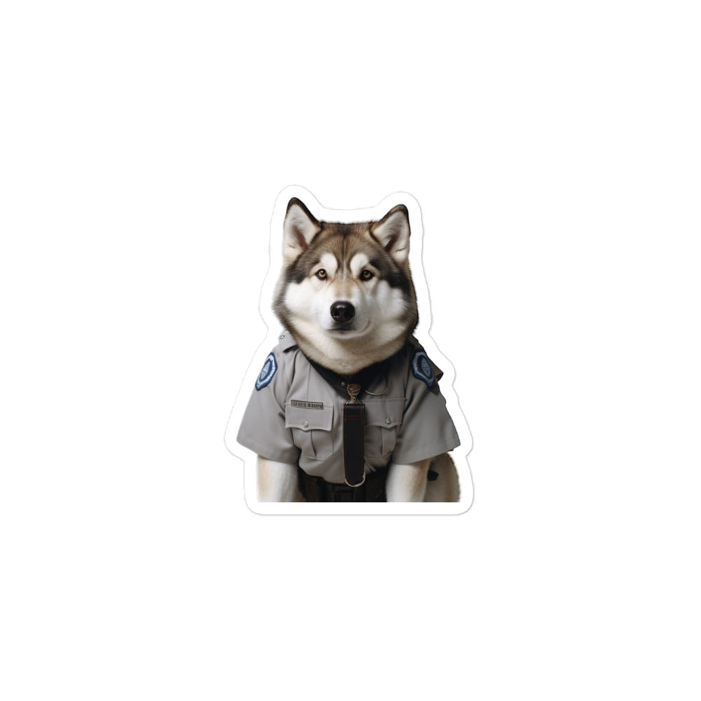 Alaskan Malamute Security Officer Sticker - Stickerfy.ai